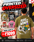 Oversized Printed T-Shirt Combo of Three